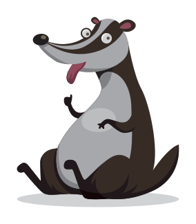 Badger with arms out